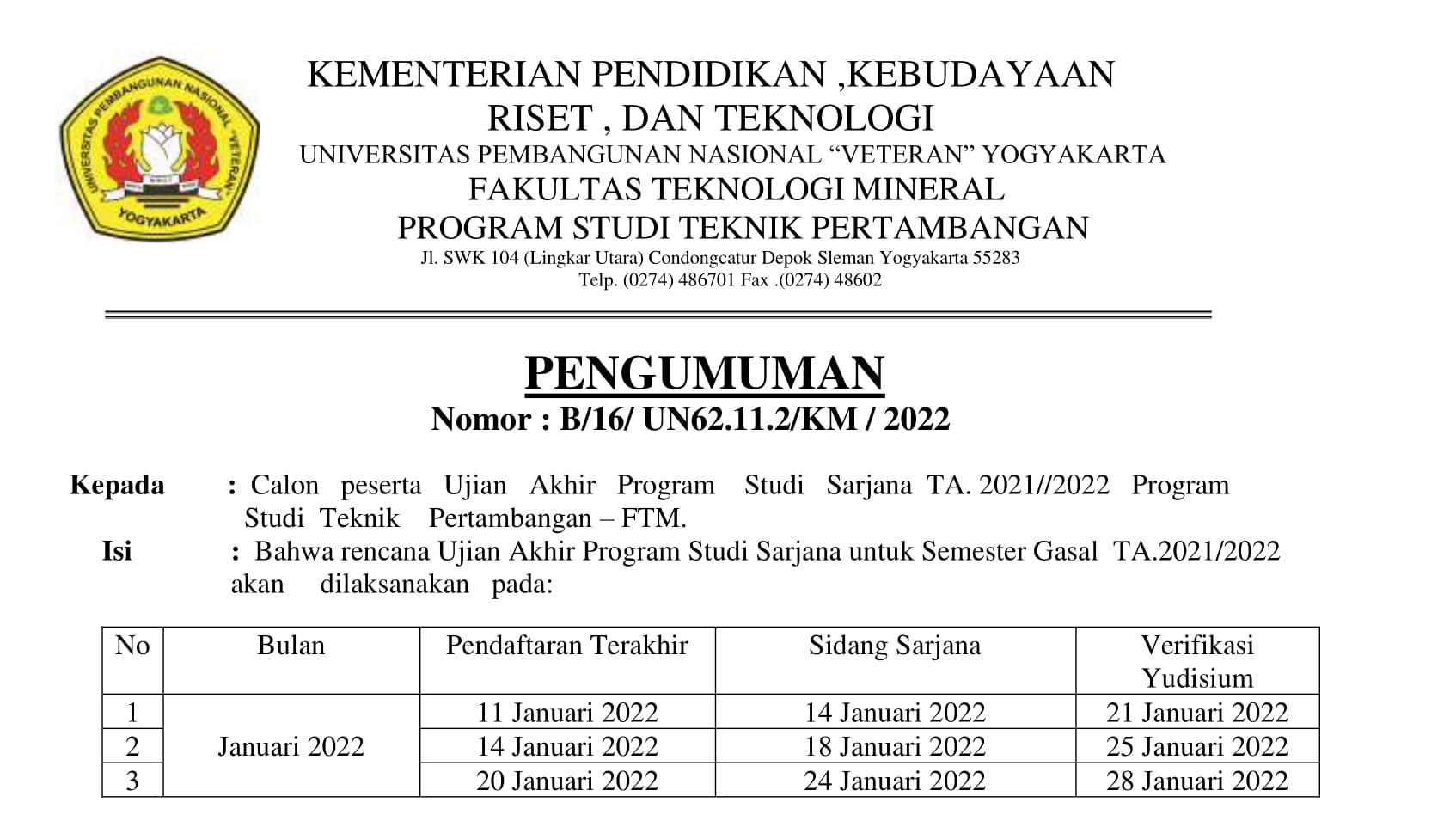 Prodi Teknik Pertambangan