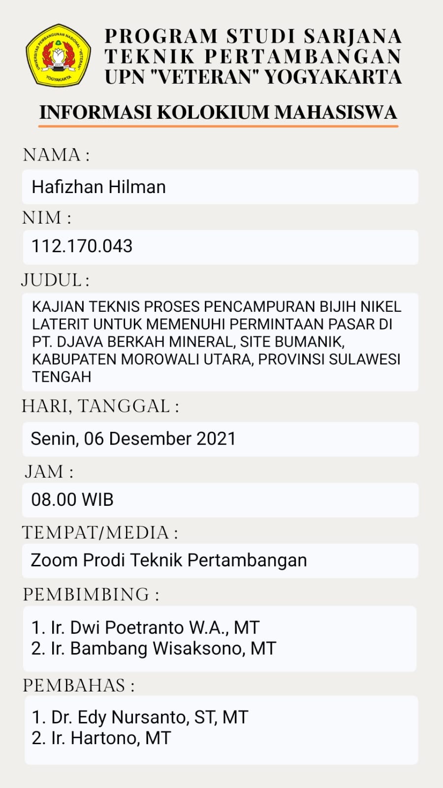 Prodi Teknik Pertambangan